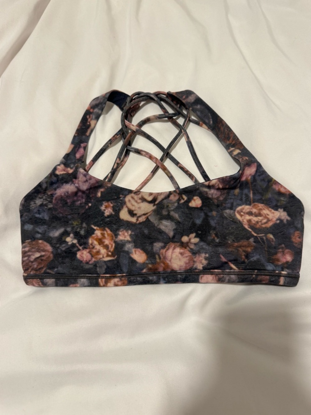 lululemon athletica Black Floral Strappy Sports Bra